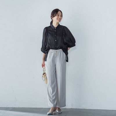【ＷＥＢ限定】シアースリーブギャザーカラーブラウス≪手洗い可能≫