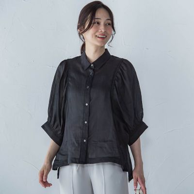 【ＷＥＢ限定】シアースリーブギャザーカラーブラウス≪手洗い可能≫