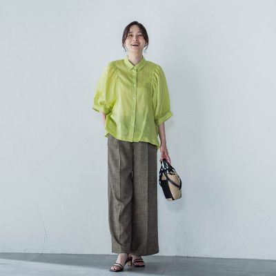 【ＷＥＢ限定】シアースリーブギャザーカラーブラウス≪手洗い可能≫