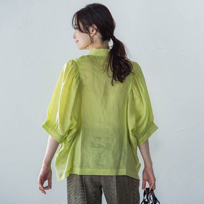 【ＷＥＢ限定】シアースリーブギャザーカラーブラウス≪手洗い可能≫