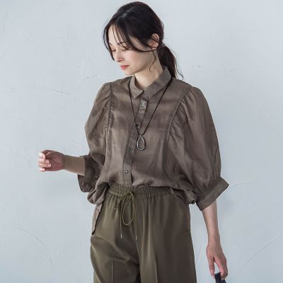 【ＷＥＢ限定】シアースリーブギャザーカラーブラウス≪手洗い可能≫