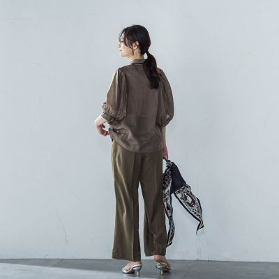 【ＷＥＢ限定】シアースリーブギャザーカラーブラウス≪手洗い可能≫