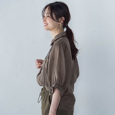 【ＷＥＢ限定】シアースリーブギャザーカラーブラウス≪手洗い可能≫