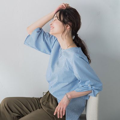 ＜LAUTREAMONT (Women)＞【ＷＥＢ限定】クールマックスサッカーブラウス≪洗濯機で洗える≫