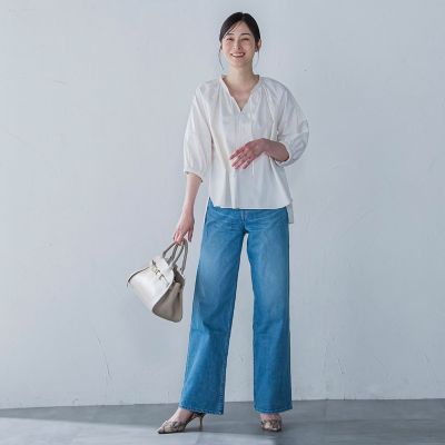 WEB限定】極上ライトデニムブラウス≪洗濯機で洗える