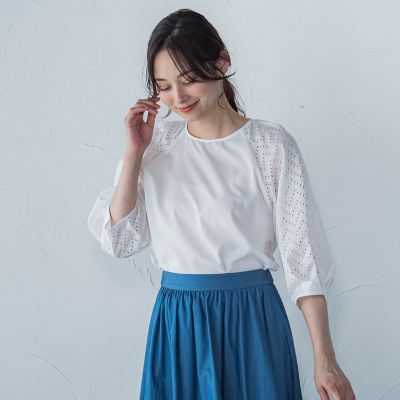 【ＷＥＢ限定】ローンレース切り替えブラウス