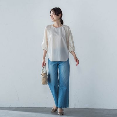 【ＷＥＢ限定】ローンレース切り替えブラウス