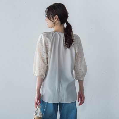 【ＷＥＢ限定】ローンレース切り替えブラウス