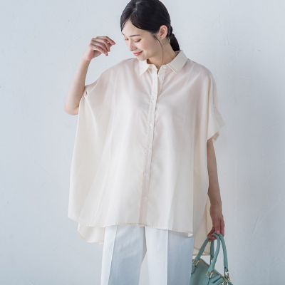 スパンボイルチュニックブラウス≪手洗い可能≫