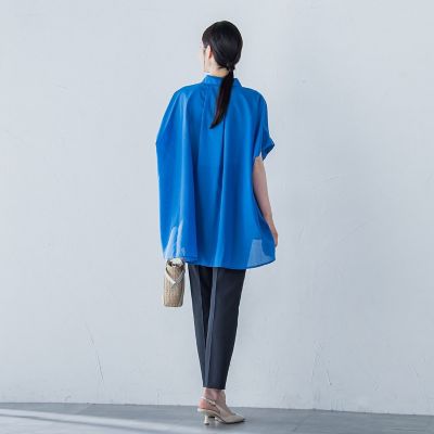 スパンボイルチュニックブラウス≪手洗い可能≫