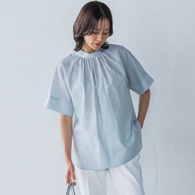 ローンラメストライプブラウス≪手洗い可能≫