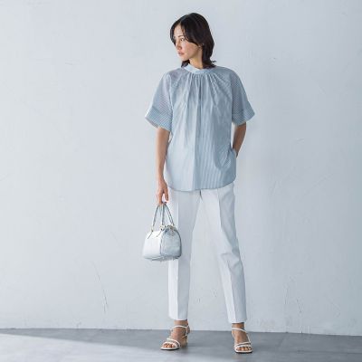 ローンラメストライプブラウス≪手洗い可能≫