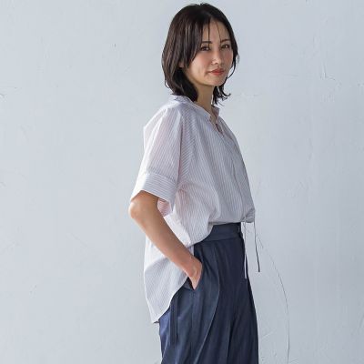 ローンラメストライプブラウス≪手洗い可能≫