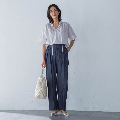 ローンラメストライプブラウス≪手洗い可能≫
