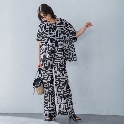 麻調ボイルプリントブラウス≪洗濯機で洗える≫