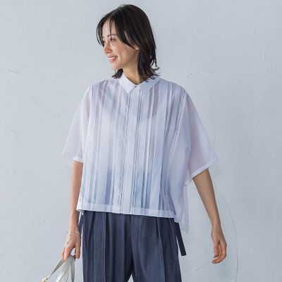 ピンタックレースブラウス≪手洗い可能≫