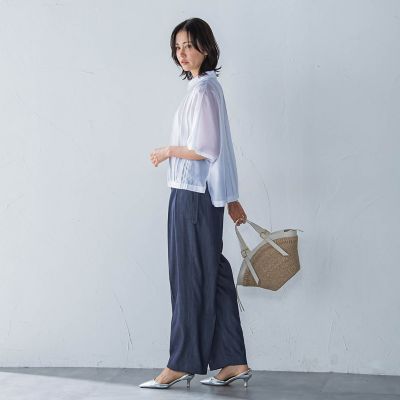 ピンタックレースブラウス≪手洗い可能≫