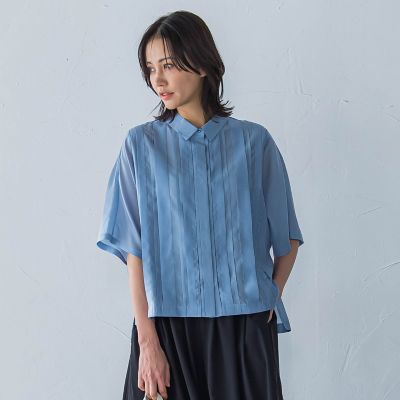 ピンタックレースブラウス≪手洗い可能≫