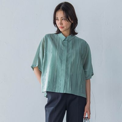 ピンタックレースブラウス≪手洗い可能≫