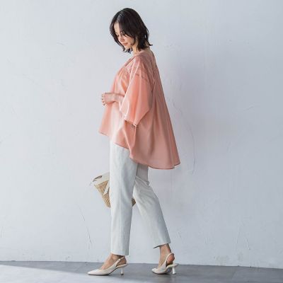 ピンタックレースチュニックブラウス≪手洗い可能≫