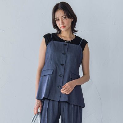 【SALE】LAUTREAMONT (Women)/ロートレアモン デニムライクキャミソール&#8810;洗濯機で洗える&#8811; 05ネイビー トップス【三越伊勢丹/公式】