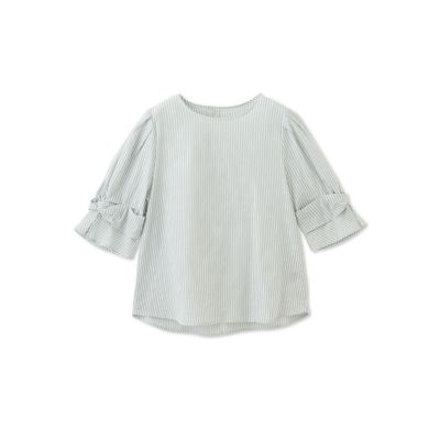 【ＷＥＢ限定】ラメストライプ袖タックブラウス　≪手洗い可能≫