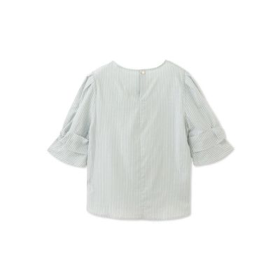【ＷＥＢ限定】ラメストライプ袖タックブラウス　≪手洗い可能≫