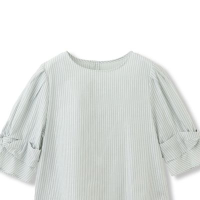【ＷＥＢ限定】ラメストライプ袖タックブラウス　≪手洗い可能≫