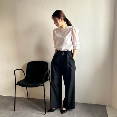 【ＷＥＢ限定】ラメストライプ袖タックブラウス　≪手洗い可能≫