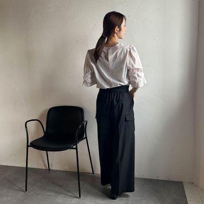 【ＷＥＢ限定】ラメストライプ袖タックブラウス　≪手洗い可能≫