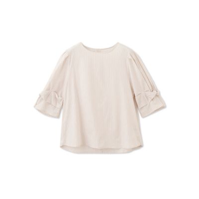 【ＷＥＢ限定】ラメストライプ袖タックブラウス　≪手洗い可能≫