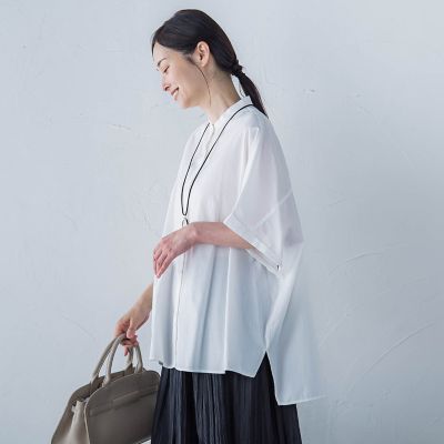【ＷＥＢ限定】フランスアヤロングブラウス≪手洗い可能≫