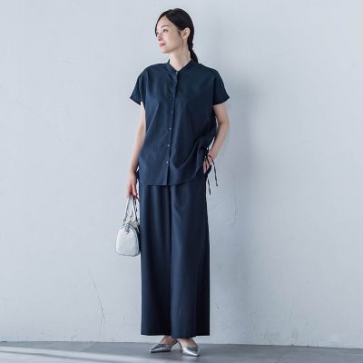 【ＷＥＢ限定】フィルムストライプギャザーブラウス　≪手洗い可能≫