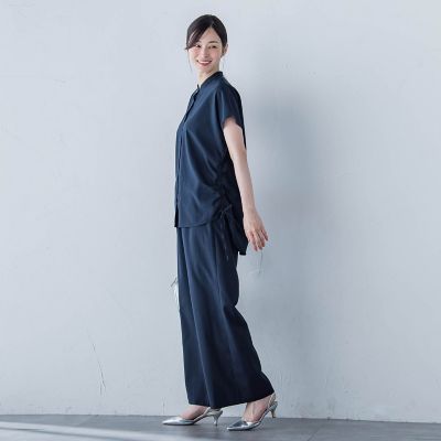 【ＷＥＢ限定】フィルムストライプギャザーブラウス　≪手洗い可能≫