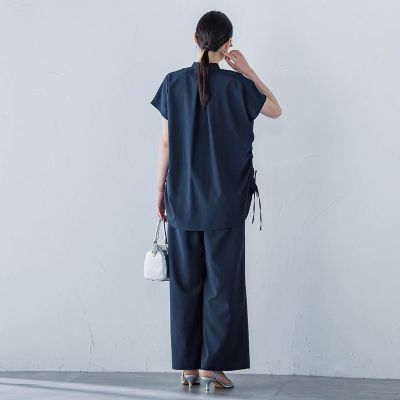 【ＷＥＢ限定】フィルムストライプギャザーブラウス　≪手洗い可能≫