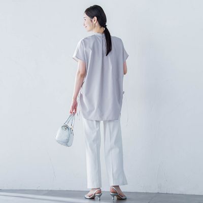【ＷＥＢ限定】フィルムストライプギャザーブラウス　≪手洗い可能≫