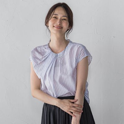 【ＷＥＢ限定】シアードビーストライプタックブラウス　≪手洗い可能≫