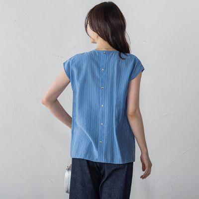 【ＷＥＢ限定】シアードビーストライプタックブラウス　≪手洗い可能≫