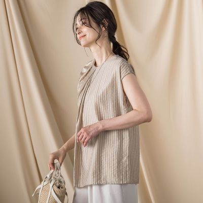 【ＷＥＢ限定】シアードビーストライプタックブラウス　≪手洗い可能≫
