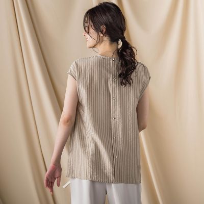 【ＷＥＢ限定】シアードビーストライプタックブラウス　≪手洗い可能≫