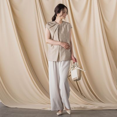 【ＷＥＢ限定】シアードビーストライプタックブラウス　≪手洗い可能≫