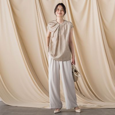 【ＷＥＢ限定】シアードビーストライプタックブラウス　≪手洗い可能≫
