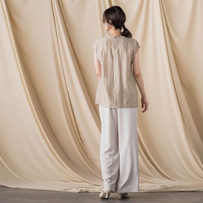 【ＷＥＢ限定】シアードビーストライプタックブラウス　≪手洗い可能≫