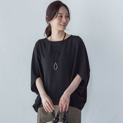 【ＷＥＢ限定】サテンフィールドレープブラウス≪セットアップ対応／洗濯機で洗える≫