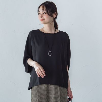 【ＷＥＢ限定】サテンフィールドレープブラウス≪セットアップ対応／洗濯機で洗える≫