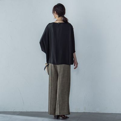 【ＷＥＢ限定】サテンフィールドレープブラウス≪セットアップ対応／洗濯機で洗える≫