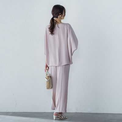 【ＷＥＢ限定】サテンフィールドレープブラウス≪セットアップ対応／洗濯機で洗える≫