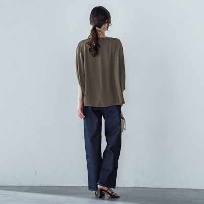 【ＷＥＢ限定】サテンフィールドレープブラウス≪セットアップ対応／洗濯機で洗える≫