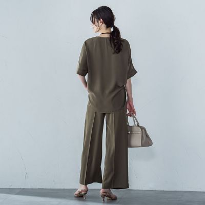 LAUTREAMONT / ロートレアモン 【WEB限定】サテンフィールキーネックブラウス≪セットアップ対応/洗濯機で洗える≫ ロートレアモン LAUTREAMONT 【WEB限定】サテンフィール