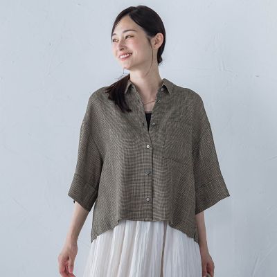 ＜LAUTREAMONT (Women)＞エアブリーズクロップドシャツ≪洗濯機で洗える≫